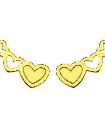 Złote kolczyki trzy serduszka, SOTHO