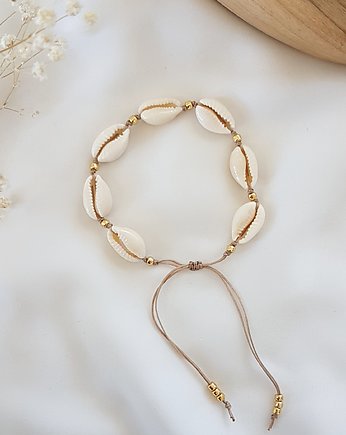 beżowa bransoletka z muszelek, LEI handmade 