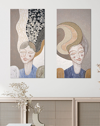 Dyptyk obrazy strukturalne na płótnie 120x60, Gabriela Krawczyk