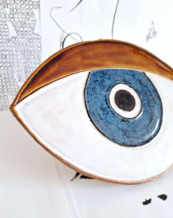 Oko ceramiczne dekor ścienny podstawka, Wooden Love