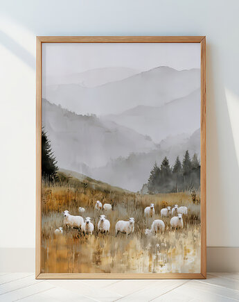 Grafika na plakacie Owce na wypasie, JBJart Justyna Jaszke