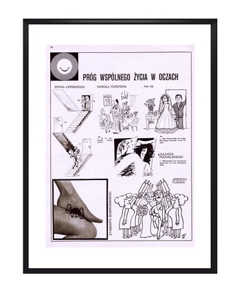 Oprawiona grafika prasowa / rysunki PRÓG WSPÓLNEGO ŻYCIA, 1973 r, RiskyWalls