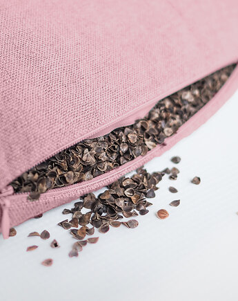 Lniana poduszka z gryką  DUSTY PINK, so linen!