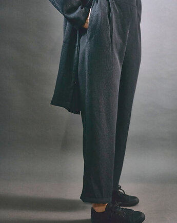 Spodnie wąskie do biura czarne melanż, soie star