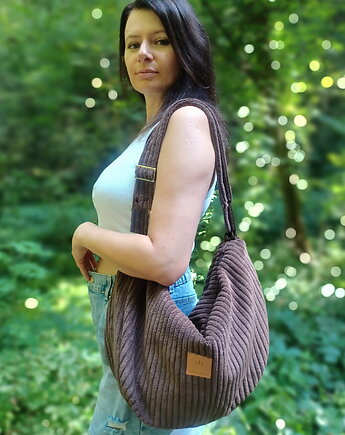 Sztruksowa torba hobo Brązowa, sabi tatka