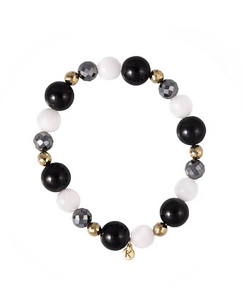 Barcelona Black & Gold - bransoletka z kamieni naturalnych, Kulka Bransoletki