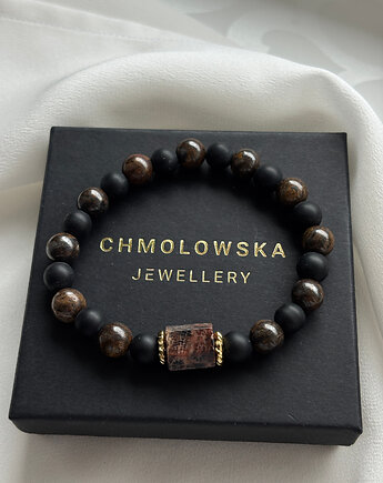 Bransoletka męska Bronzyt i Agat Unikat, Chmolowska Jewellery
