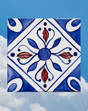 "Sabor" - Usta ręcznie malowane na kafelku ceramicznym, azulkafelki