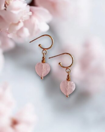 Kolczyki serduszka KWARC TRUSKAWKOWY : wyjątkowy prezent, kaktusia