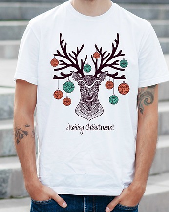 Koszulka  z nadrukiem Merry deer, ART ORGANIC