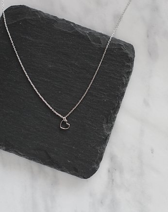 Rhodium Plated Tiny Heart Necklace no 2, OKAZJE - Prezent na Walentynki