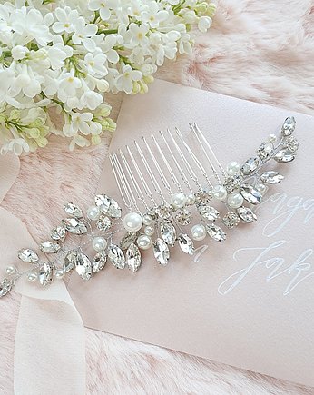 Kryształowy grzebień ślubny z perłami, PiLLow Design