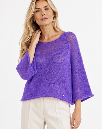 Sweter z szerokimi rękawami 3/4 Oliwia - Ciemny fiolet, YOU by Tokarska
