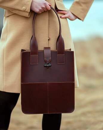 Torba ze skóry, czekoladowo-brązowa torba, Handmade, Shopper, AnemoneDream