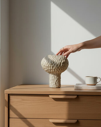 Rzeźbiony Wazon Ceramiczny, Rzeźba Ceramiczna, Ceramika Wabi Sabi Handmade, umi ceramika
