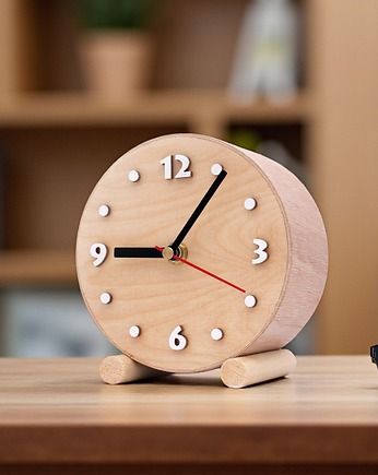Zegar mały drewniany stojący - na prezent, Clock Wood Studio