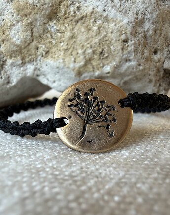 Bransoletka sznurkowa z detalem z brązu, Metalova Magia