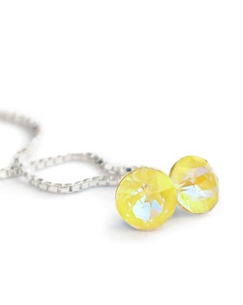 Kolczyki łańcuszki - Chmurkowa cytryna - Kryształy Swarovski, Marisella