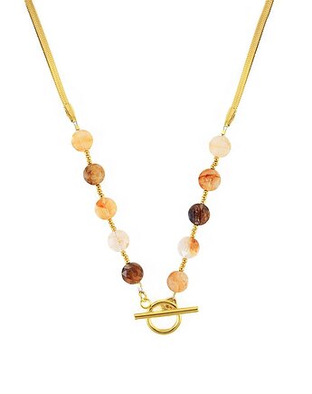 Naszyjnik płaska Żmijka z bordowym kamieniem miłości, Kulka Bransoletki