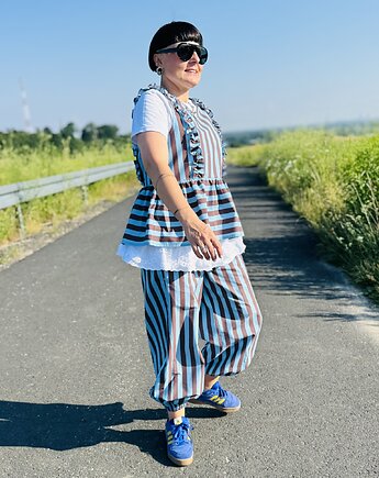 Balloon pants w paski n/b, Glucka