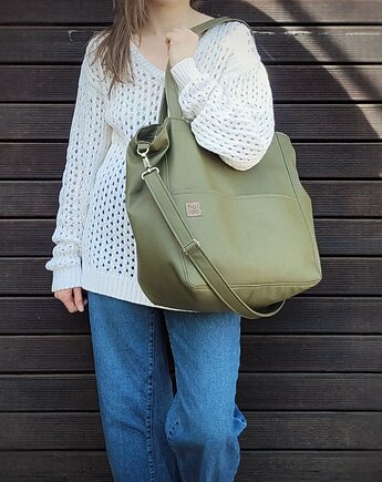 Lazy bag Pocket  torba zielona ekoskóra oversize, hairoo