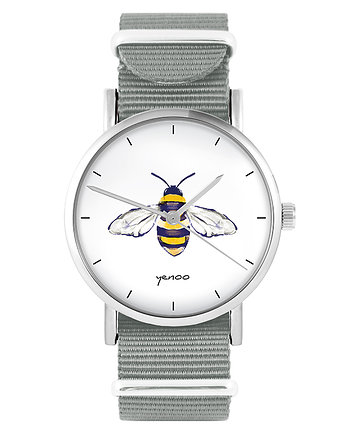Zegarek - Pszczoła - szary, nylonowy, yenoo