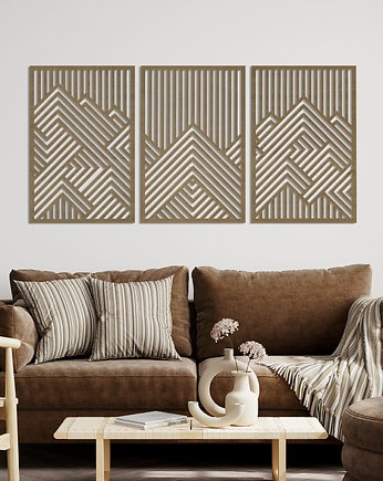 3D DEKORACYJNE PANELE GEOMETRYCZNE, NOWOCZESNA DEKORACJA ŚCIENNA, BEJCA, ORNAMENTI