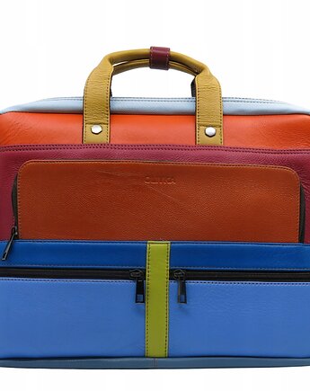 Aktówka torba na laptopa skórzana rączki regulowany pasek kieszenie OLIVKA, Olivka Warsaw