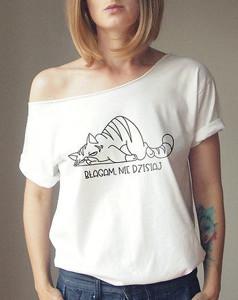 Błagam nie dzisiaj Oversize Biały, ONE MUG A DAY