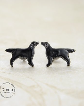 Flat coated retriever - ceramiczne kolczyki, Dorca