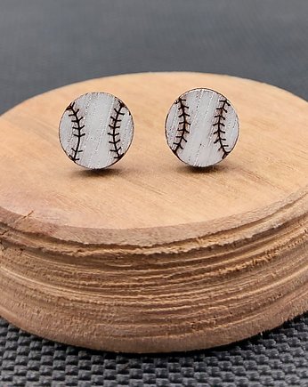Kolczyki drewniane BASEBALL, SIAMIL ART