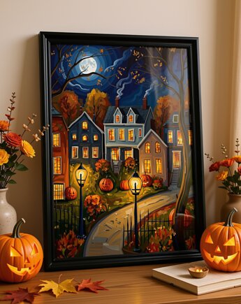 PLAKAT dekoracyjny noc Halloween ilustracja grafika, black dot studio