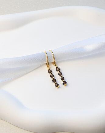 Kolczyki pozłacane - Kwarc Dymny, Bring Biżuteria