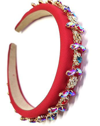 ROYAL red opaska puff z pięknymi kryształkami, Expose Akcesoria
