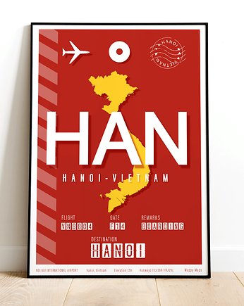 Plakat lotniczy - Hanoi Wietnam, Mappy Maps