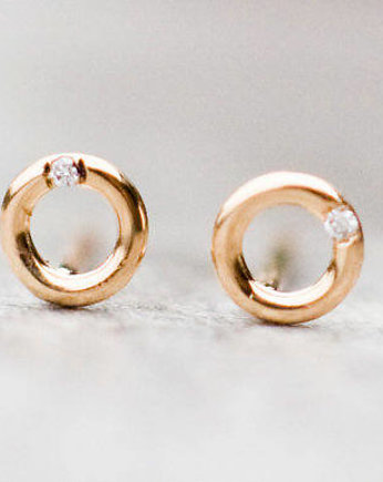 4.3mm złote kolczyki kółka z diamentami, OKAZJE - Prezenty pod Choinkę