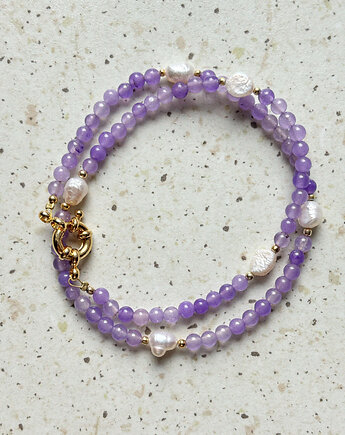 Naszyjnik Fioletowy Jadeit i Perły, Chmolowska Jewellery