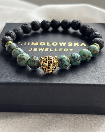 Bransoletka męska Turkus Afrykański Tygrys, Chmolowska Jewellery
