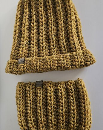 Komplet wełniany w kolorze curry, Las i Łąka