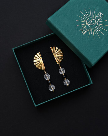 Eleganckie kolczyki z kryształem górskim i onyksem, AT NOON