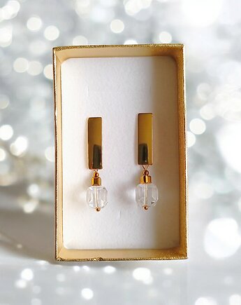 Kolczyki kryształowe : kryształ górski : eleganckie sztyfty, kaktusia