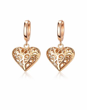 Kolczyki ORNAMENT HEARTS- różowe złoto, ISSI Jewelry