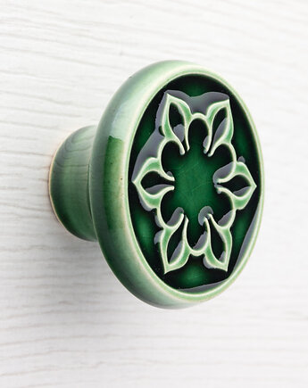 Gałka do mebli, zieleń butelkowa , wz.2, pracowniazona