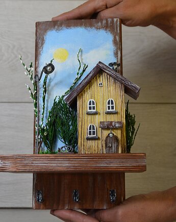 Rustykalny drewniany wieszak na klucze: organizer do przedpokoju, Creative Craft Family R