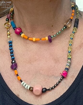 Długi bajecznie kolorowy naszyjnik Boho z drobnych koralików super prezent, Galeria Limart
