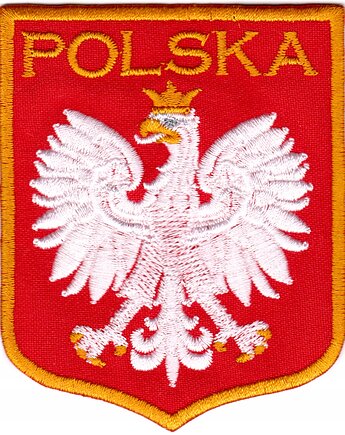 Naszywka naprasowanka GODŁO POLSKI ZŁOTE termo haft POLSKIE 7,3x9cm, Wyszywane