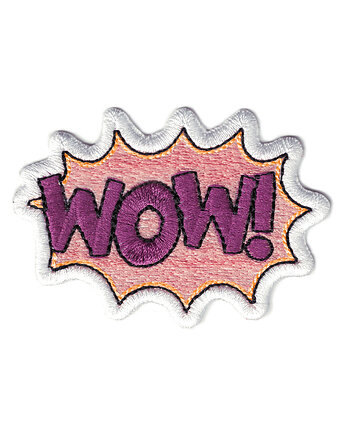Naszywka naprasowanka WOW FIOLETOWA termoprzylepna haftowana 7,8x5,5cm, Wyszywane