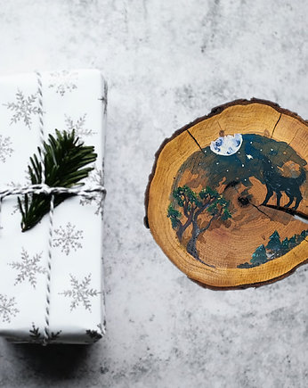 Obrazy na drewnie - Wood slice art painting malowidła na drewnie, Drewniarnia Exclusive