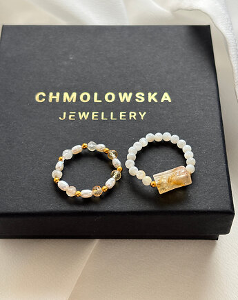 Zestaw Pierścionków elastycznych cytryn, Chmolowska Jewellery