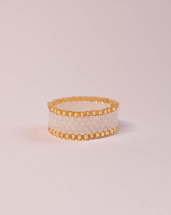 Pierścionek ze szklanych koralików, Flow handmade